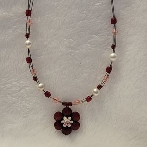 Burgundy Flower 17" necklace